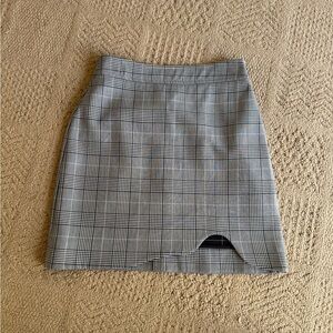 Ganni Plaid Mini Skirt with Front Notch